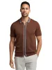 Cotton Full Zip Polo - Brown sold by Paul Fredrick