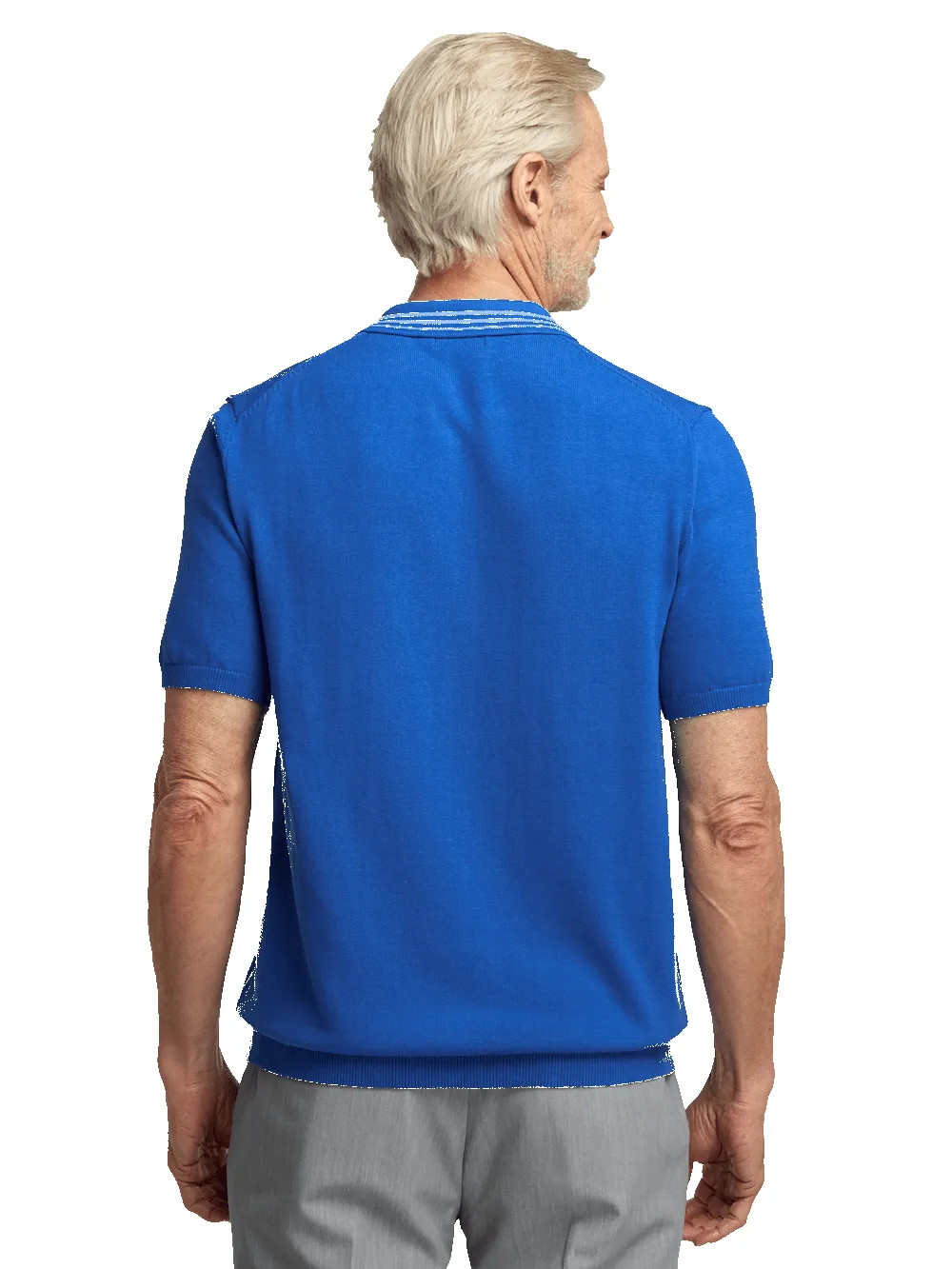 Cotton Full Zip Polo - Blue sold by Paul Fredrick product image thumbnail 5