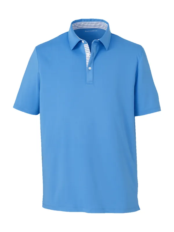 Performance Blend Three Button Polo - Blue sold by Paul Fredrick