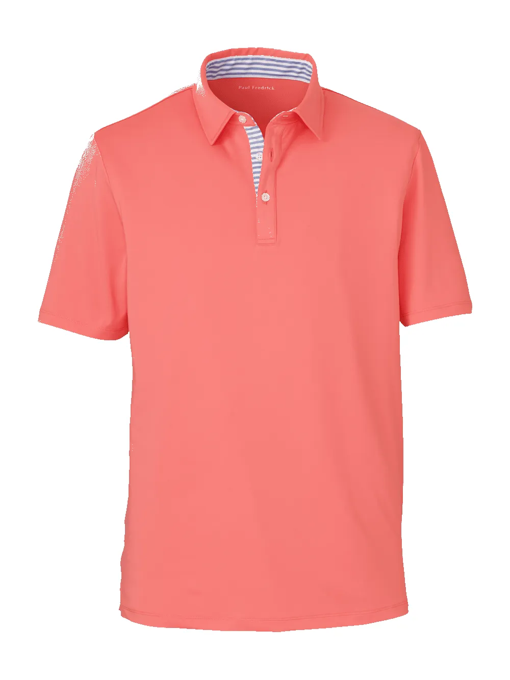 Performance Blend Three Button Polo - Bright Coral sold by Paul Fredrick