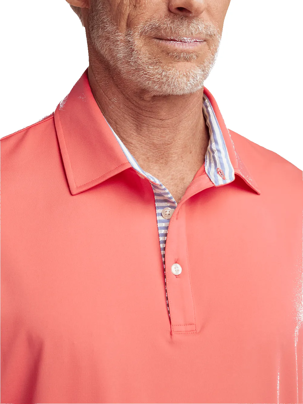 Performance Blend Three Button Polo - Bright Coral sold by Paul Fredrick product image thumbnail 3