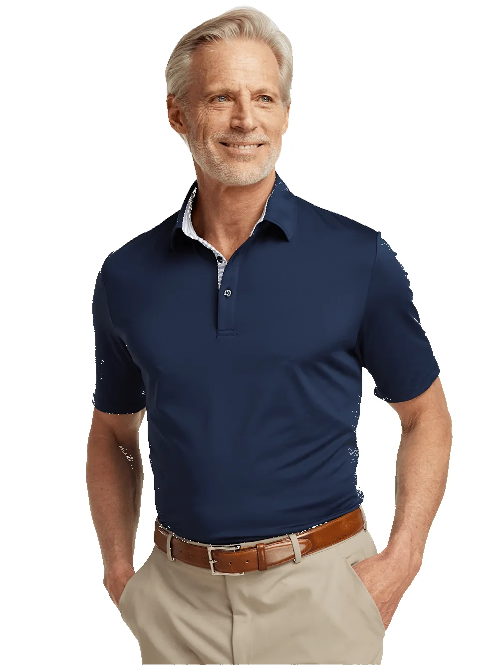 Performance Blend Three Button Polo - Navy sold by Paul Fredrick product image thumbnail 5