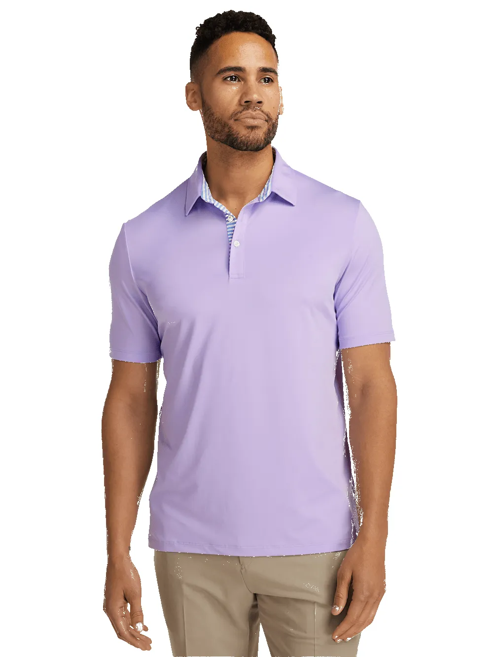 Performance Blend Three Button Polo - Light Purple sold by Paul Fredrick product image thumbnail 2