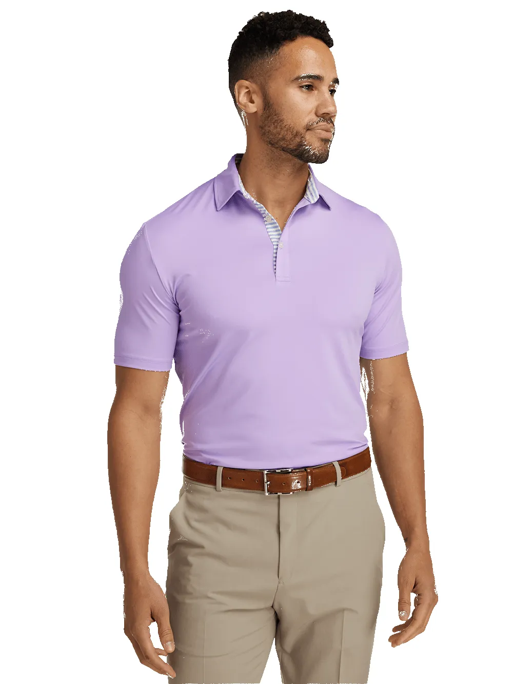 Performance Blend Three Button Polo - Light Purple sold by Paul Fredrick product image thumbnail 5