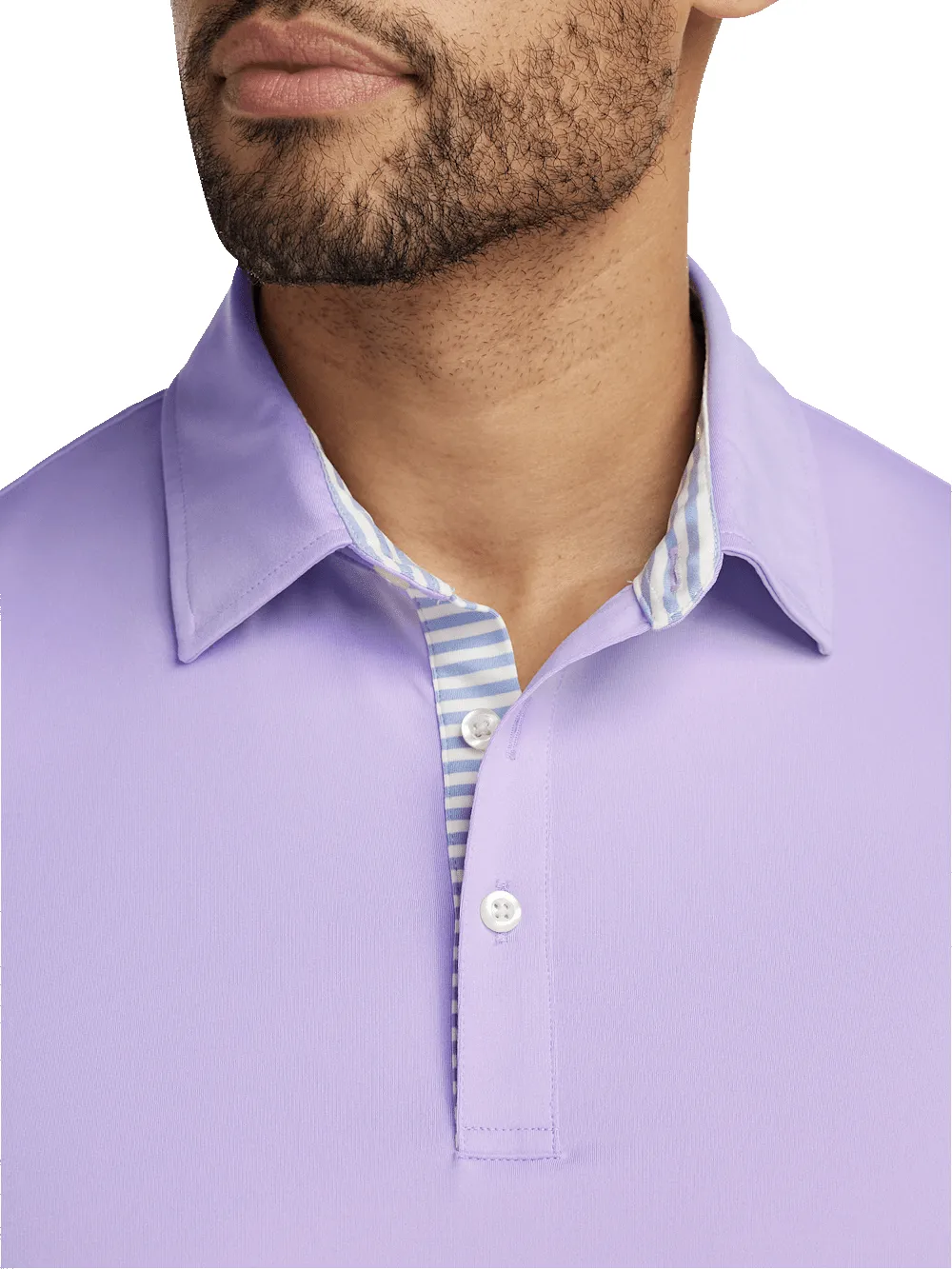 Performance Blend Three Button Polo - Light Purple sold by Paul Fredrick product image thumbnail 3