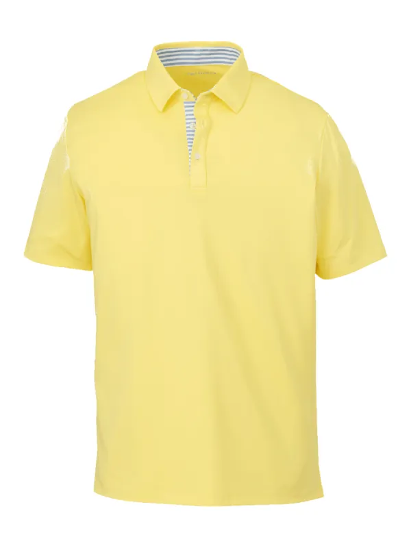 Performance Blend Three Button Polo - Light Yellow sold by Paul Fredrick