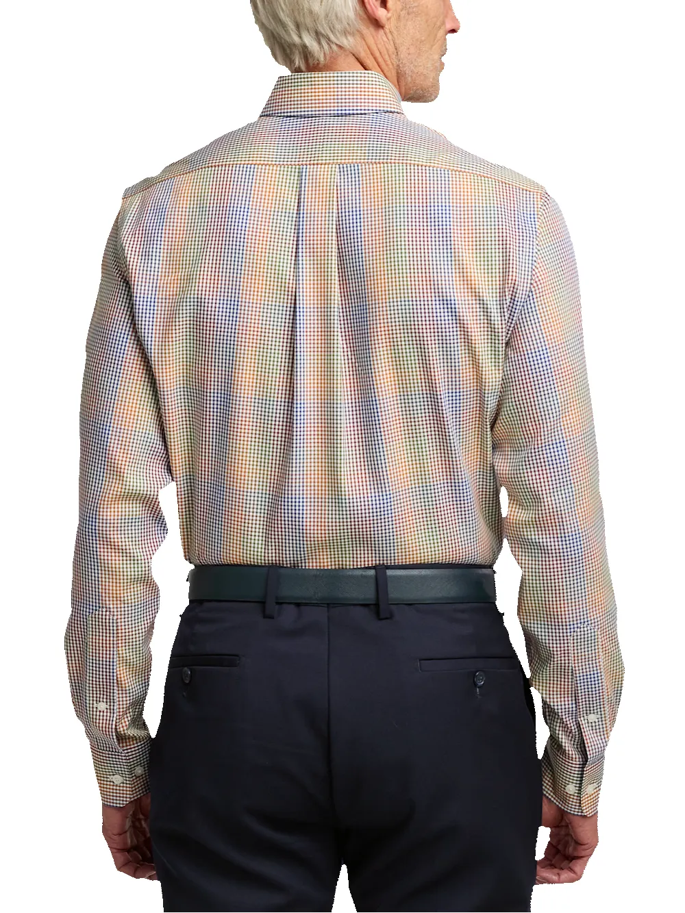 Non-Iron Cotton Gingham Dress Shirt With Contrast Trim - Multi sold by Paul Fredrick product image thumbnail 5