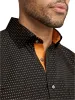 Non-Iron Cotton Dot Dress Shirt With Contrast Trim - Black/orange sold by Paul Fredrick
