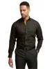 Non-Iron Cotton Dot Dress Shirt With Contrast Trim - Black/orange sold by Paul Fredrick