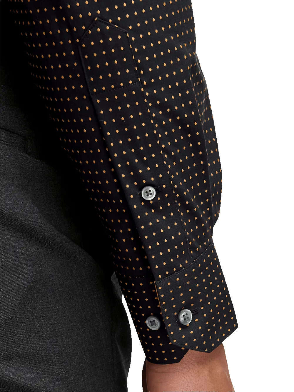 Non-Iron Cotton Dot Dress Shirt With Contrast Trim - Black/orange sold by Paul Fredrick product image thumbnail 4