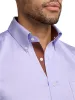 Non-Iron Cotton Solid Dress Shirt With Contrast Trim - Lavender sold by Paul Fredrick