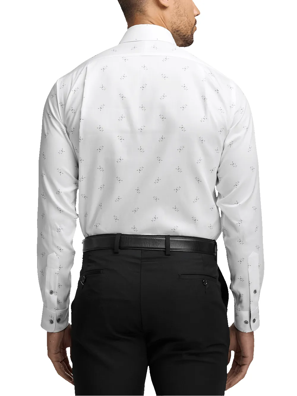 Non-Iron Cotton Houndstooth Dress Shirt - White sold by Paul Fredrick product image thumbnail 5