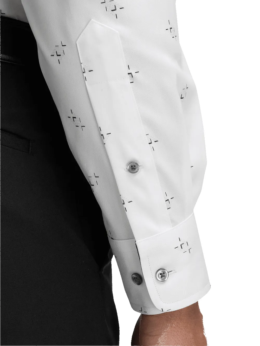 Non-Iron Cotton Houndstooth Dress Shirt - White sold by Paul Fredrick product image thumbnail 4