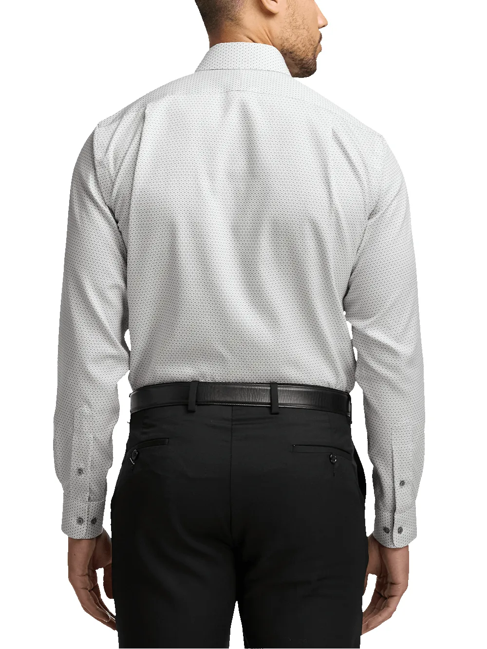 Non-Iron Cotton Geometric Dress Shirt With Contrast Trim - Black sold by Paul Fredrick product image thumbnail 5