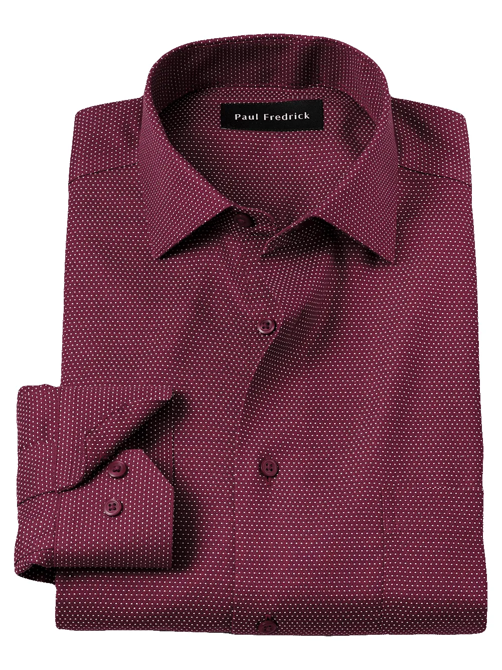 Non-Iron Cotton Dot Dress Shirt - Burgundy sold by Paul Fredrick