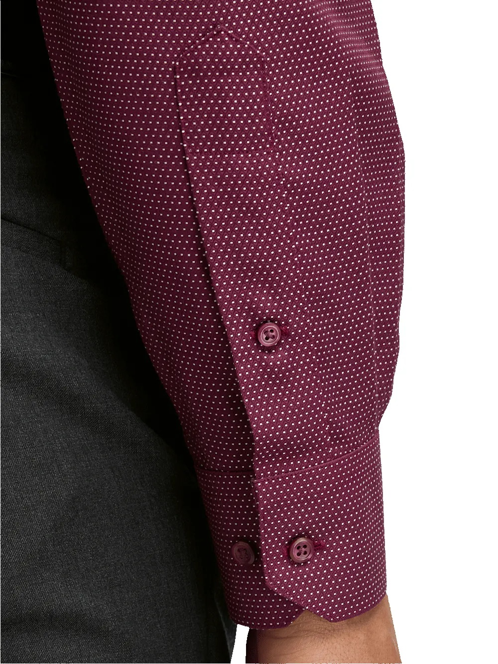 Non-Iron Cotton Dot Dress Shirt - Burgundy sold by Paul Fredrick product image thumbnail 4