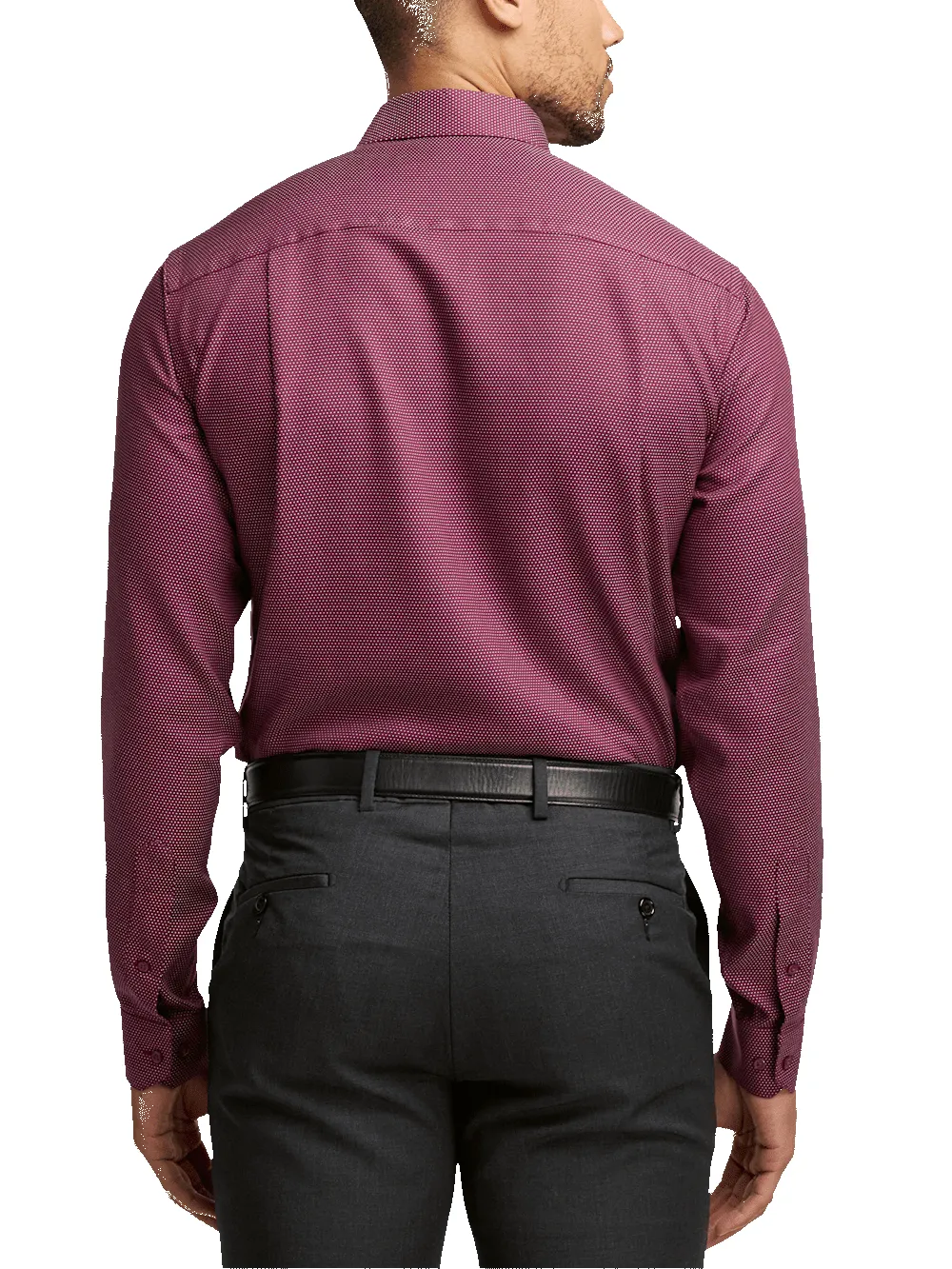 Non-Iron Cotton Dot Dress Shirt - Burgundy sold by Paul Fredrick product image thumbnail 5