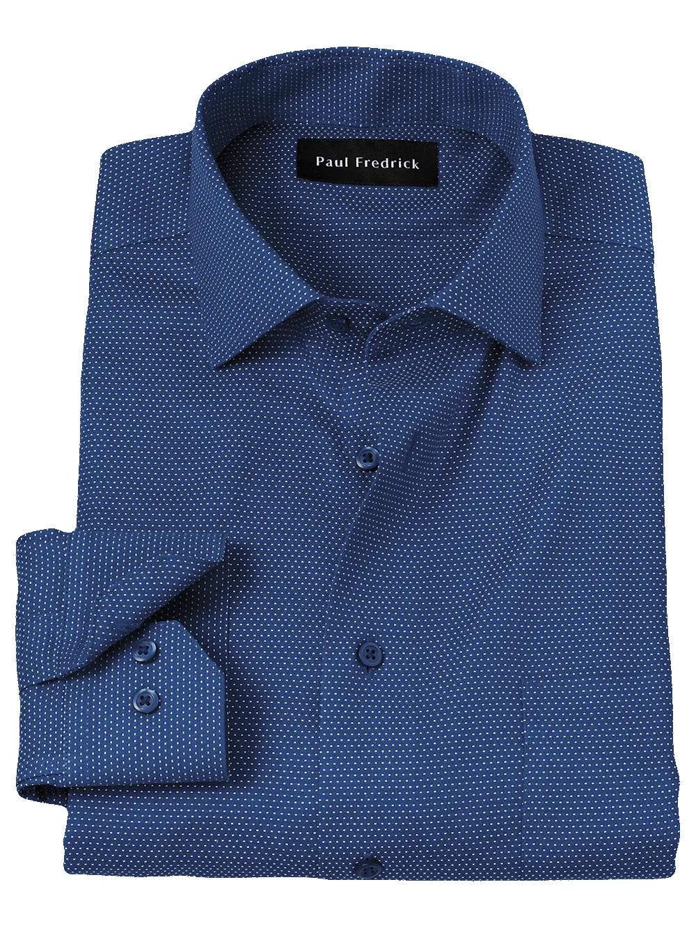 Non-Iron Cotton Dot Dress Shirt - Blue sold by Paul Fredrick
