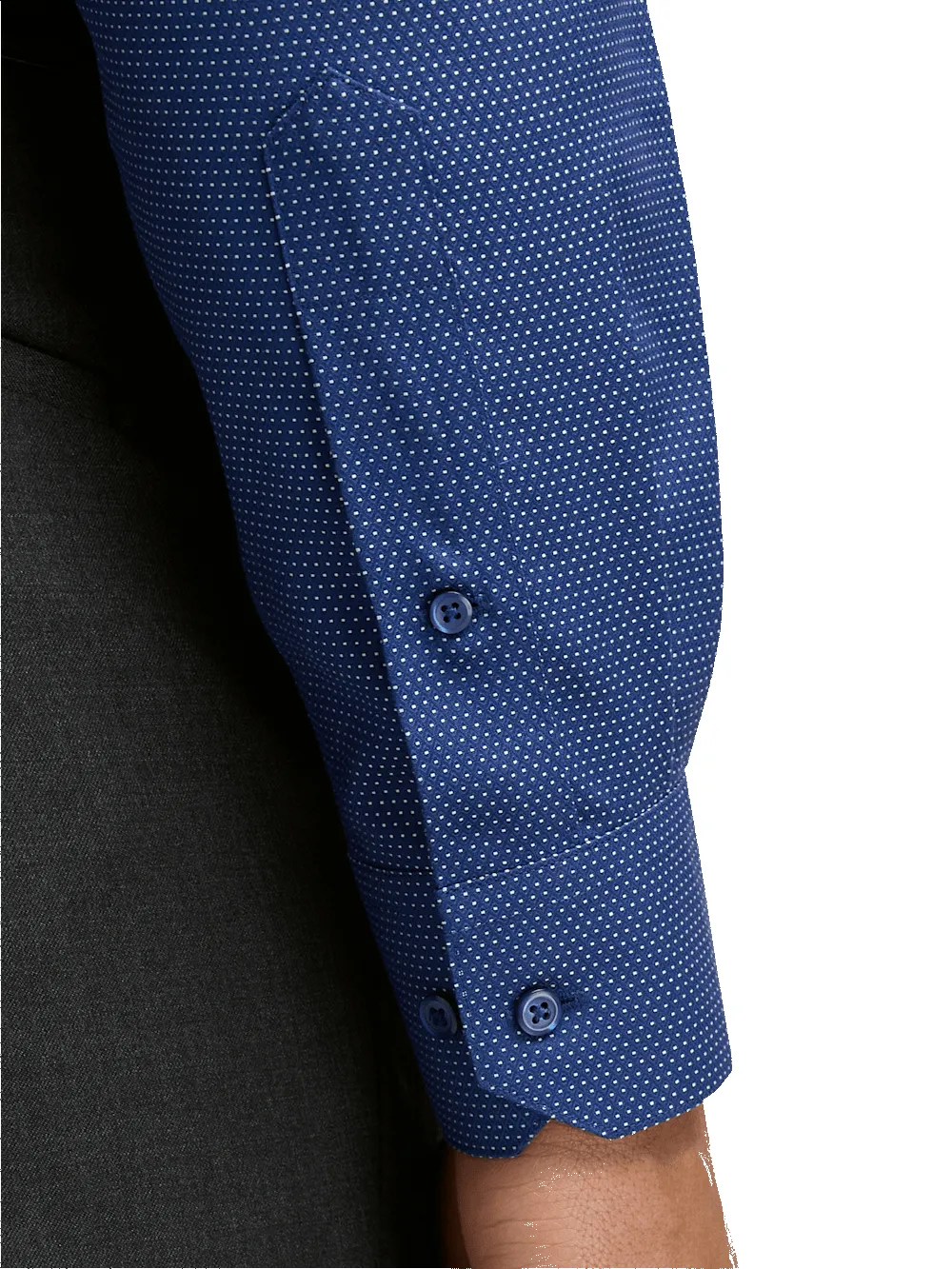 Non-Iron Cotton Dot Dress Shirt - Blue sold by Paul Fredrick product image thumbnail 4