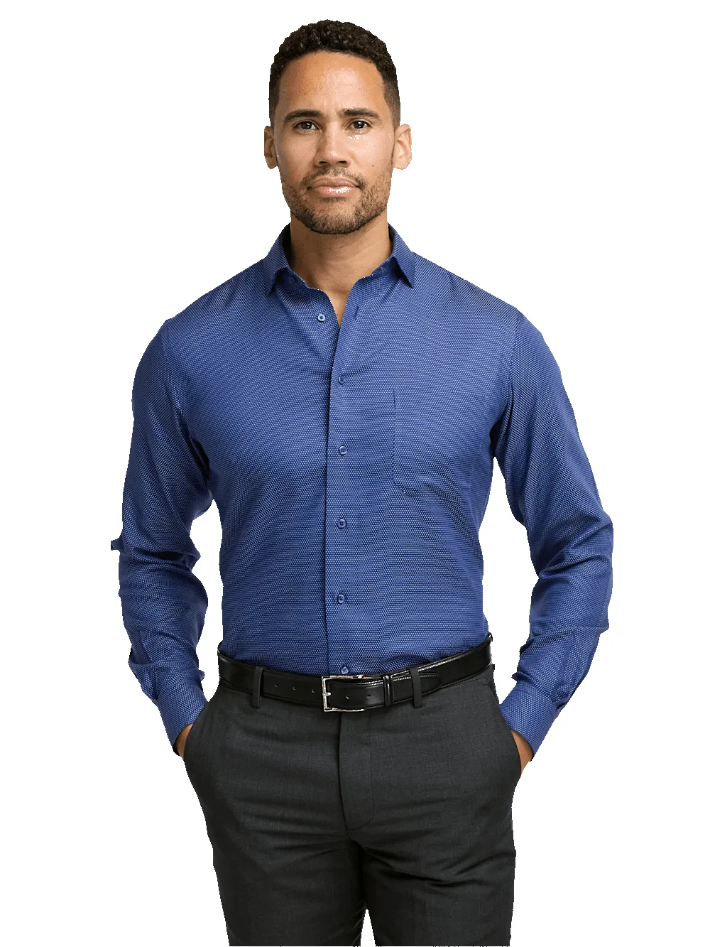 Non-Iron Cotton Dot Dress Shirt - Blue sold by Paul Fredrick product image thumbnail 2