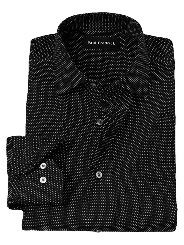Non-Iron Cotton Dot Dress Shirt - Black sold by Paul Fredrick