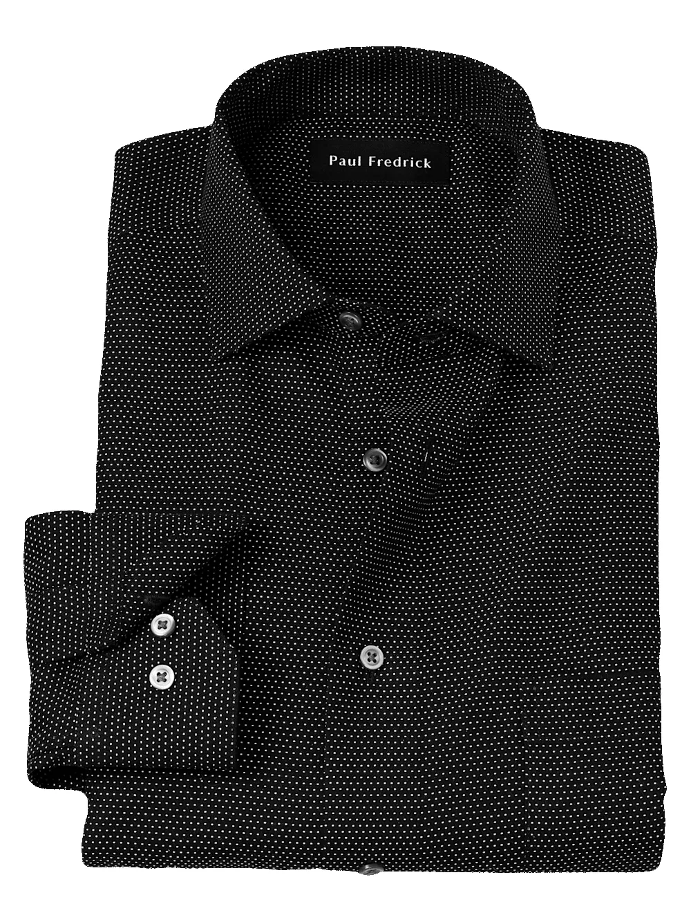 Non-Iron Cotton Dot Dress Shirt - Black sold by Paul Fredrick