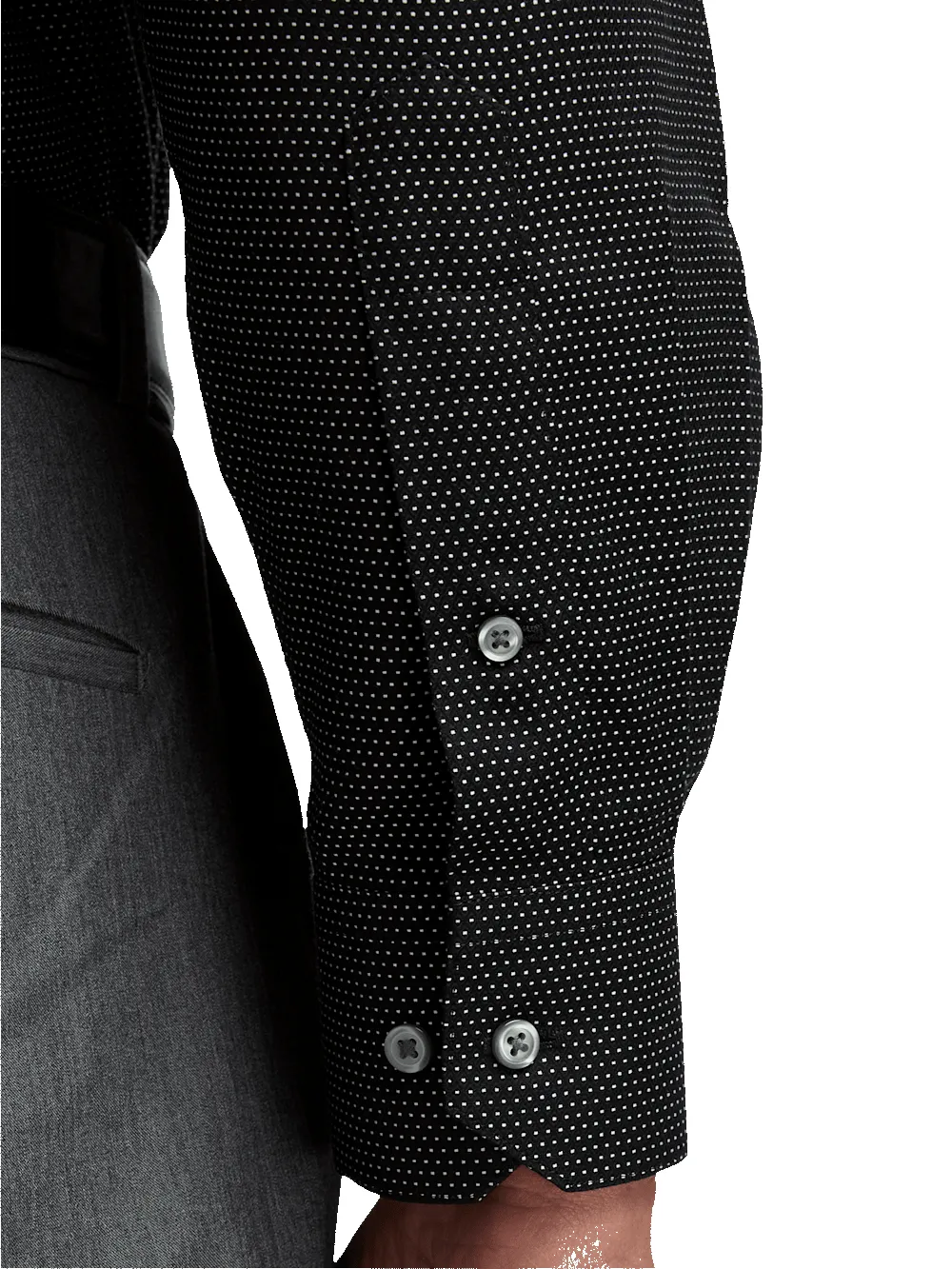 Non-Iron Cotton Dot Dress Shirt - Black sold by Paul Fredrick product image thumbnail 4