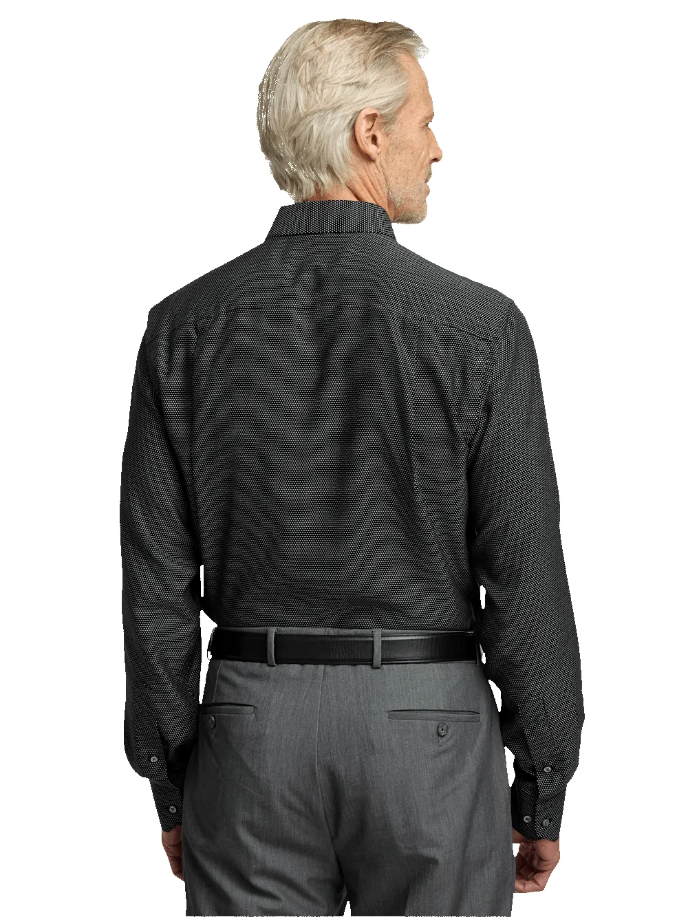 Non-Iron Cotton Dot Dress Shirt - Black sold by Paul Fredrick product image thumbnail 5