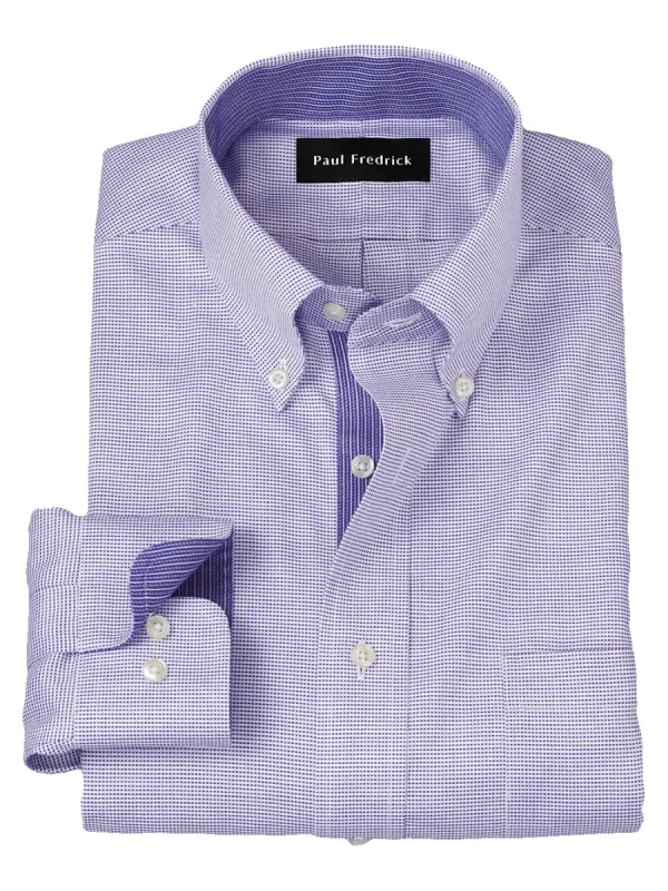 Comfort Stretch Non-Iron Solid Dress Shirt With Contrast Trim - Purple sold by Paul Fredrick