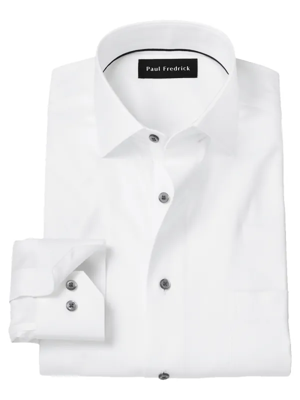 Comfort Stretch Non-Iron Herringbone Dress Shirt - White/black sold by Paul Fredrick