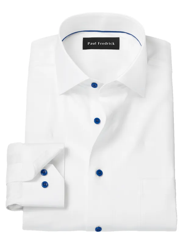 Comfort Stretch Non-Iron Herringbone Dress Shirt - White/cobalt sold by Paul Fredrick