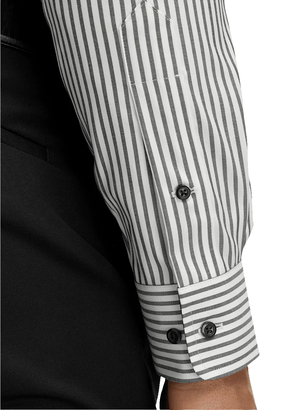 Comfort Stretch Non-Iron Stripe Dress Shirt With Contrast Trim - White/black sold by Paul Fredrick product image thumbnail 4