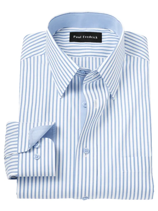 Comfort Stretch Non-Iron Stripe Dress Shirt With Contrast Trim - White/blue sold by Paul Fredrick