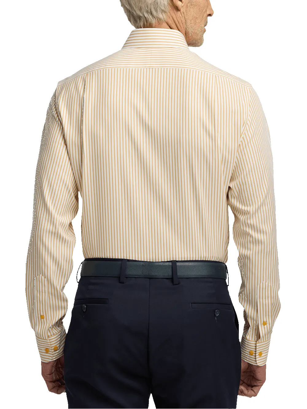 Comfort Stretch Non-Iron Stripe Dress Shirt With Contrast Trim - White/gold sold by Paul Fredrick product image thumbnail 5