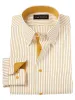 Comfort Stretch Non-Iron Stripe Dress Shirt With Contrast Trim - White/gold sold by Paul Fredrick