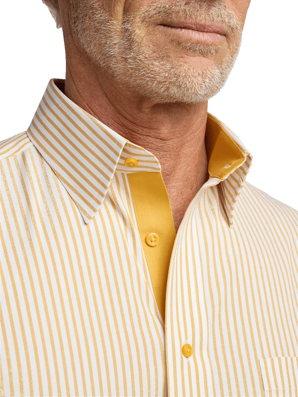 Comfort Stretch Non-Iron Stripe Dress Shirt With Contrast Trim - White/gold sold by Paul Fredrick product image thumbnail 3
