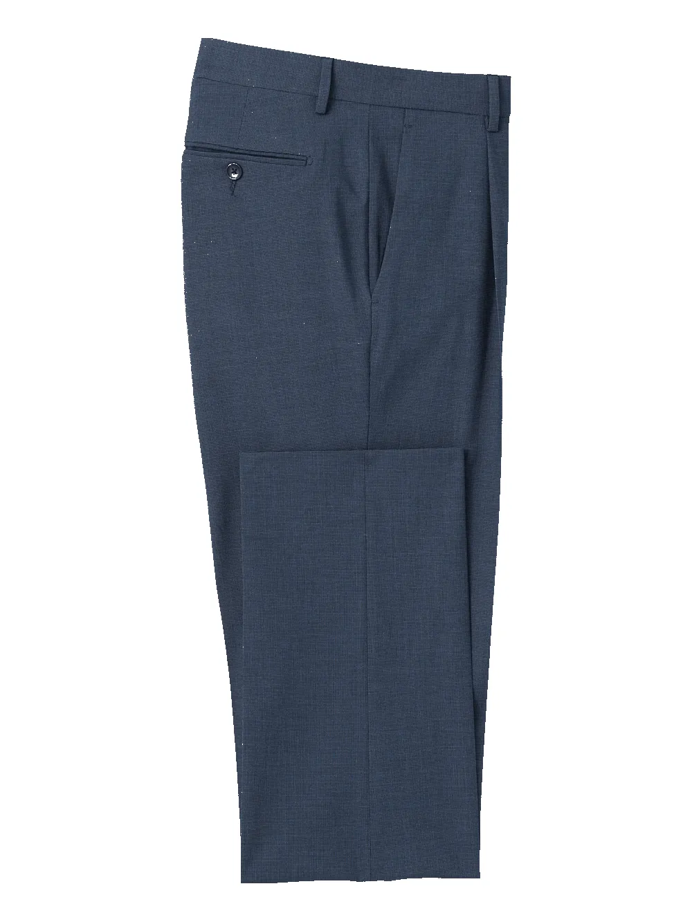 Microfiber Check Single Pleat Pants - Navy sold by Paul Fredrick