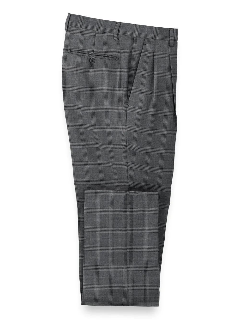 Microfiber Plaid Pleated Pants sold by Paul Fredrick