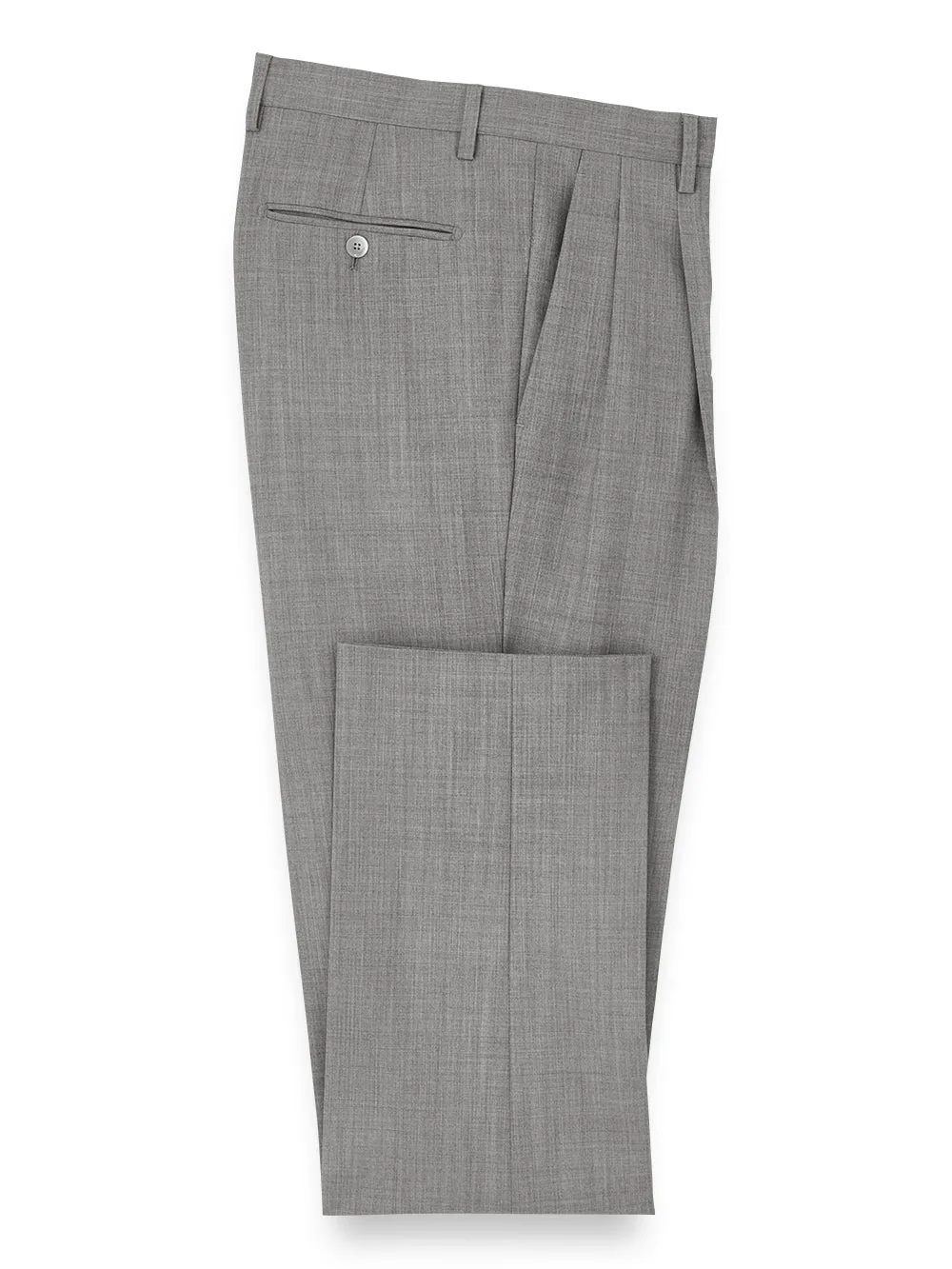 Wool Stretch Bengaline Pleated Suit Pants sold by Paul Fredrick