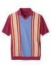 Cotton V-neck Polo - Burgundy sold by Paul Fredrick