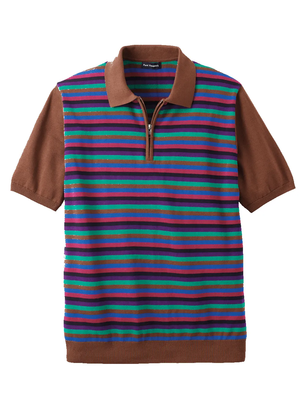 Cotton Quarter Zip Polo - Multi sold by Paul Fredrick