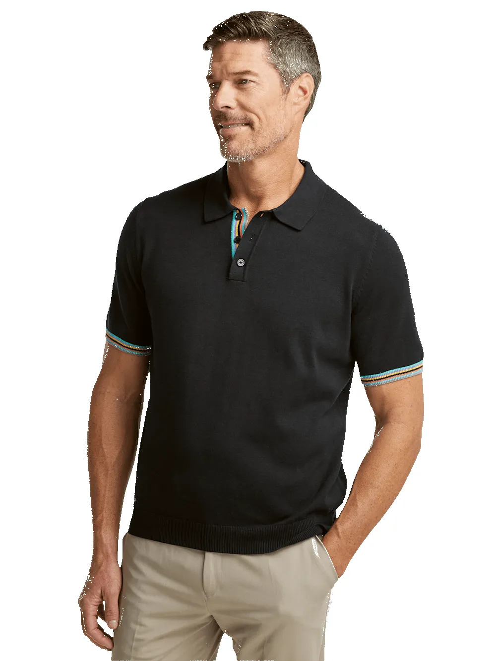 Cotton Three Button Polo - Black sold by Paul Fredrick product image thumbnail 2