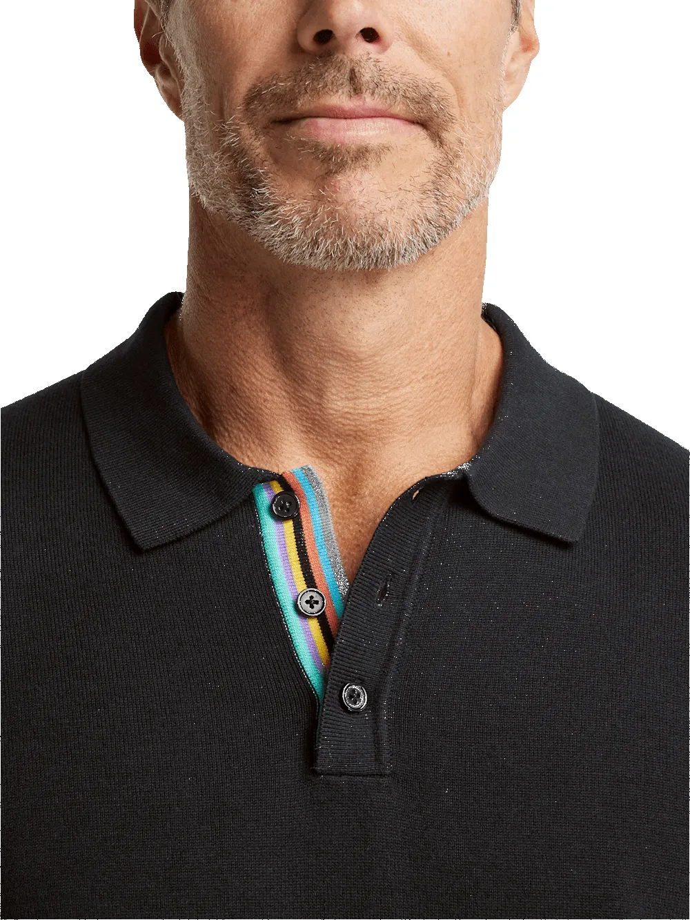 Cotton Three Button Polo - Black sold by Paul Fredrick product image thumbnail 3