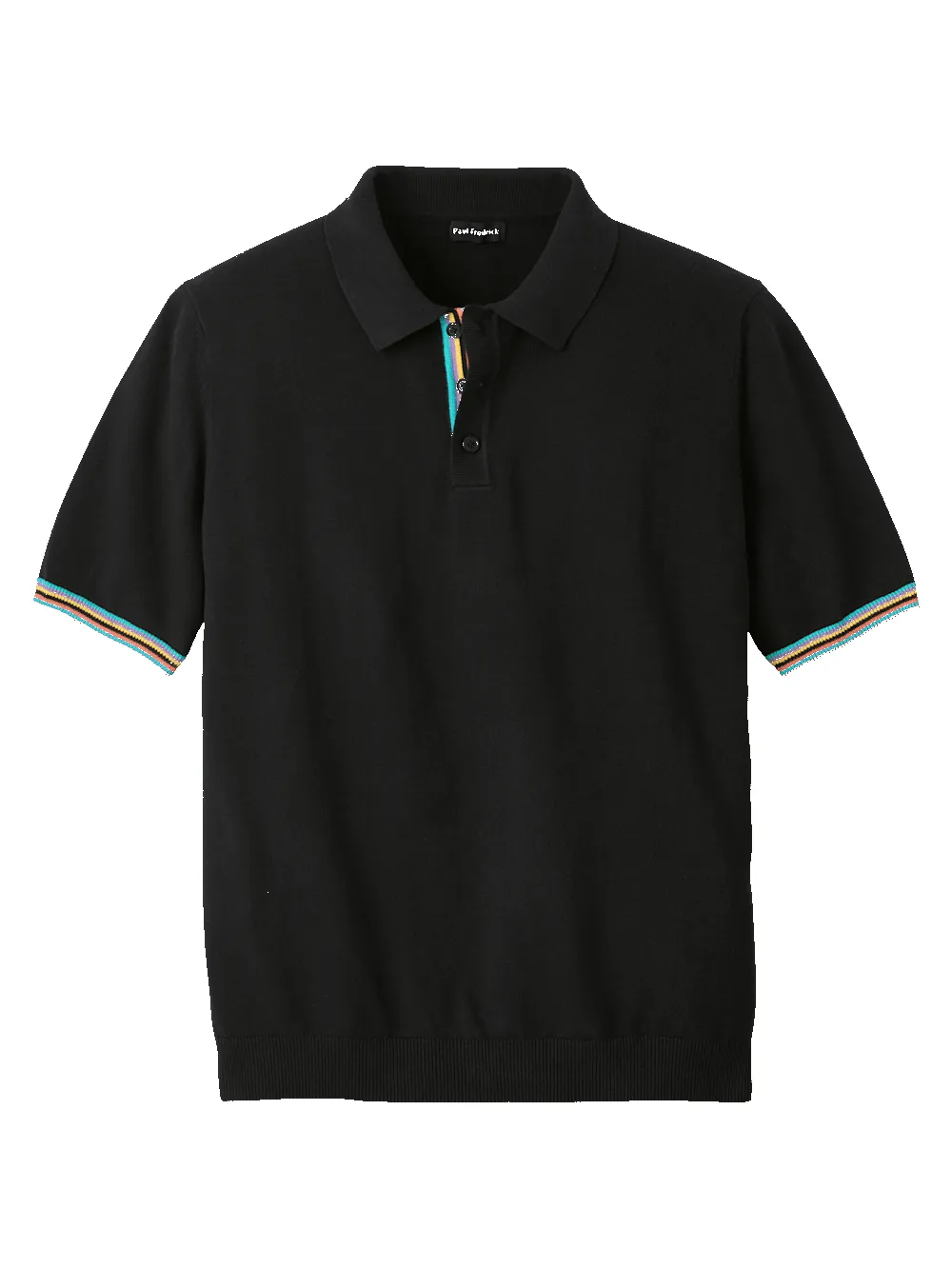 Cotton Three Button Polo - Black sold by Paul Fredrick