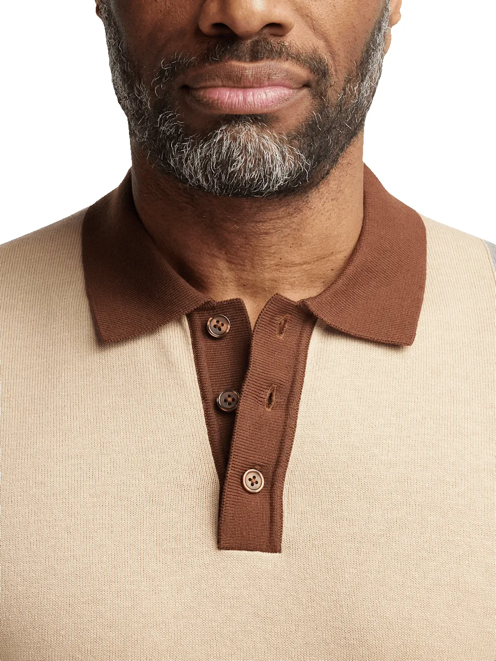 Cotton Three Button Polo - Brown Multi sold by Paul Fredrick product image thumbnail 3