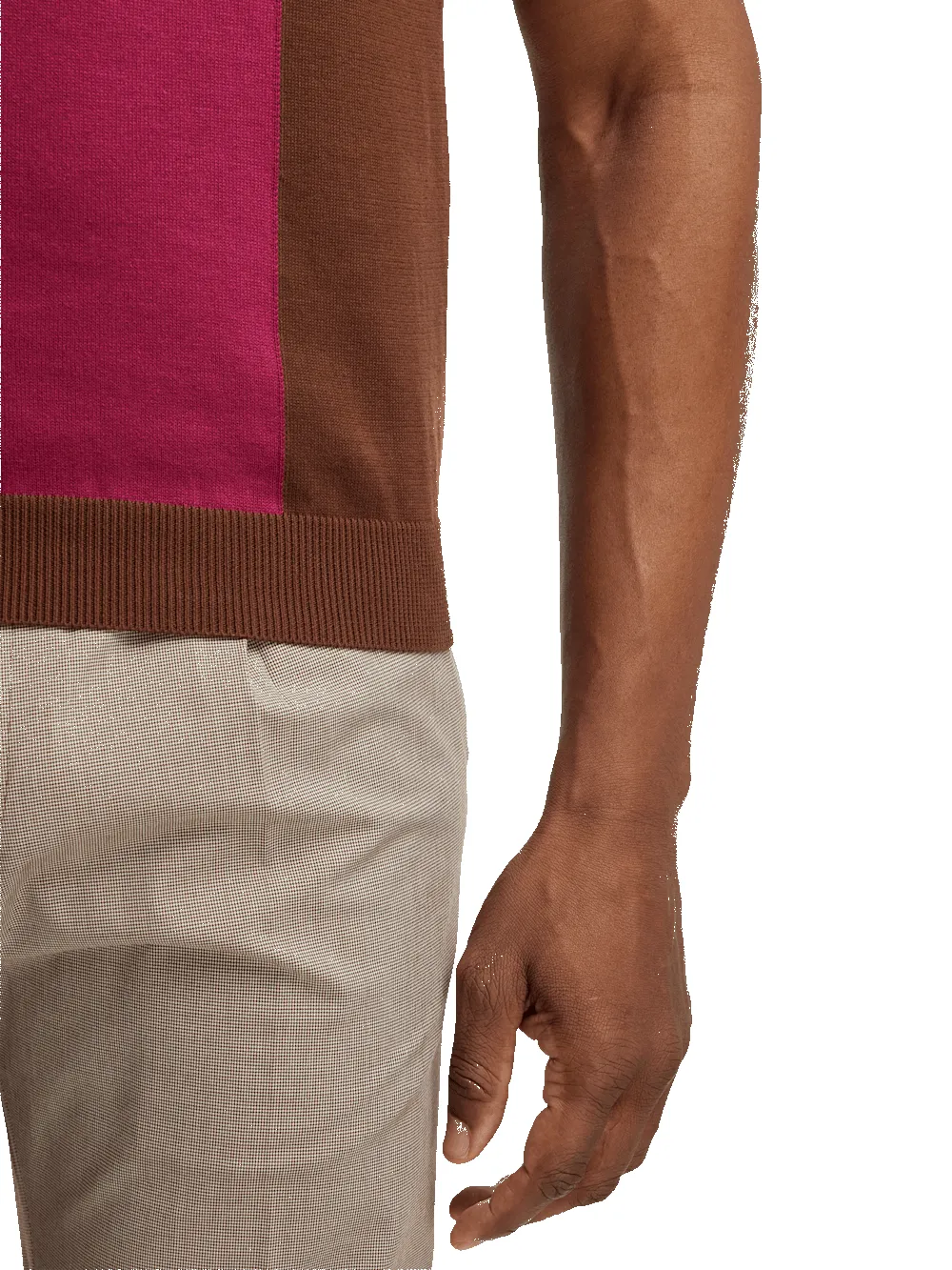 Cotton Three Button Polo - Brown Multi sold by Paul Fredrick product image thumbnail 4