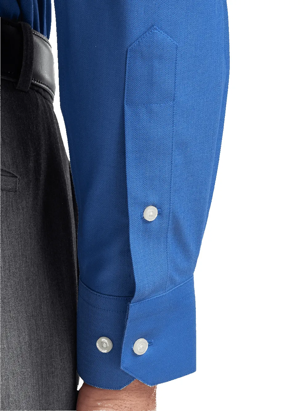 Comfort Stretch Non-Iron Herringbone Dress Shirt - Cobalt sold by Paul Fredrick product image thumbnail 4
