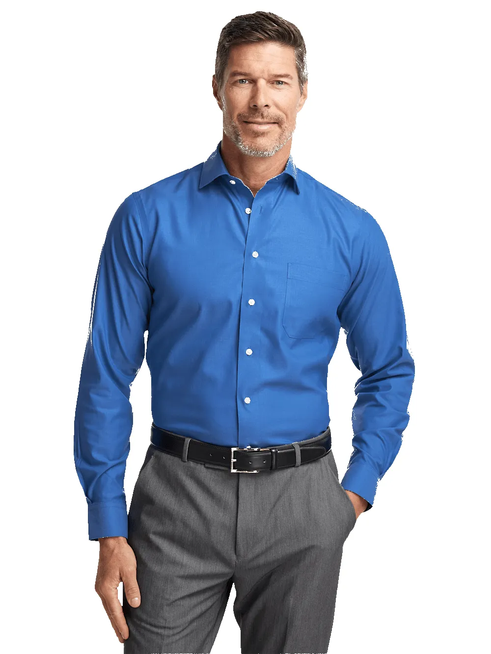 Comfort Stretch Non-Iron Herringbone Dress Shirt - Cobalt sold by Paul Fredrick product image thumbnail 2