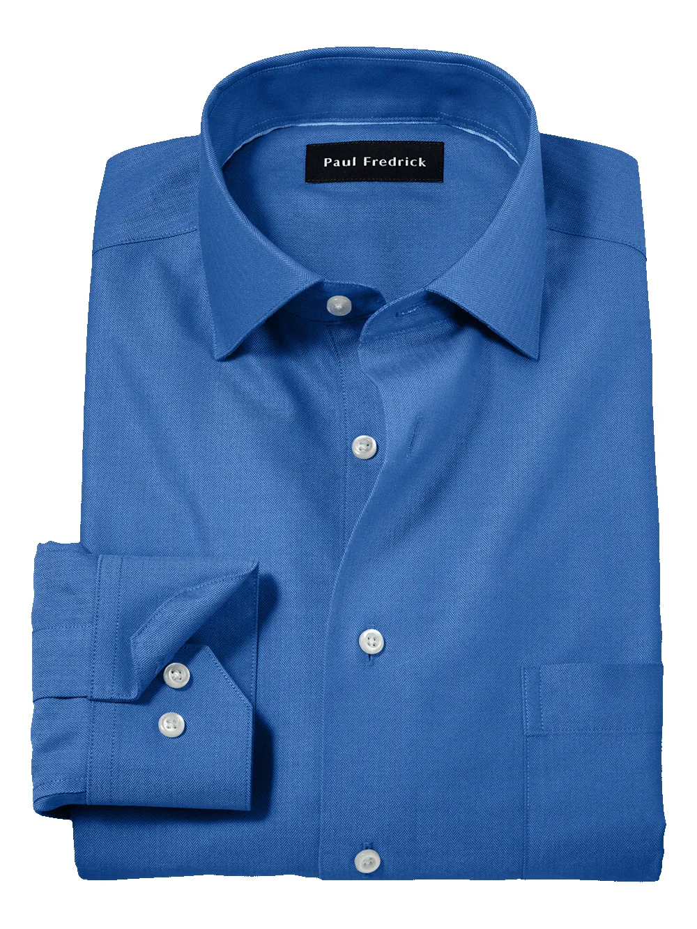 Comfort Stretch Non-Iron Herringbone Dress Shirt - Cobalt sold by Paul Fredrick