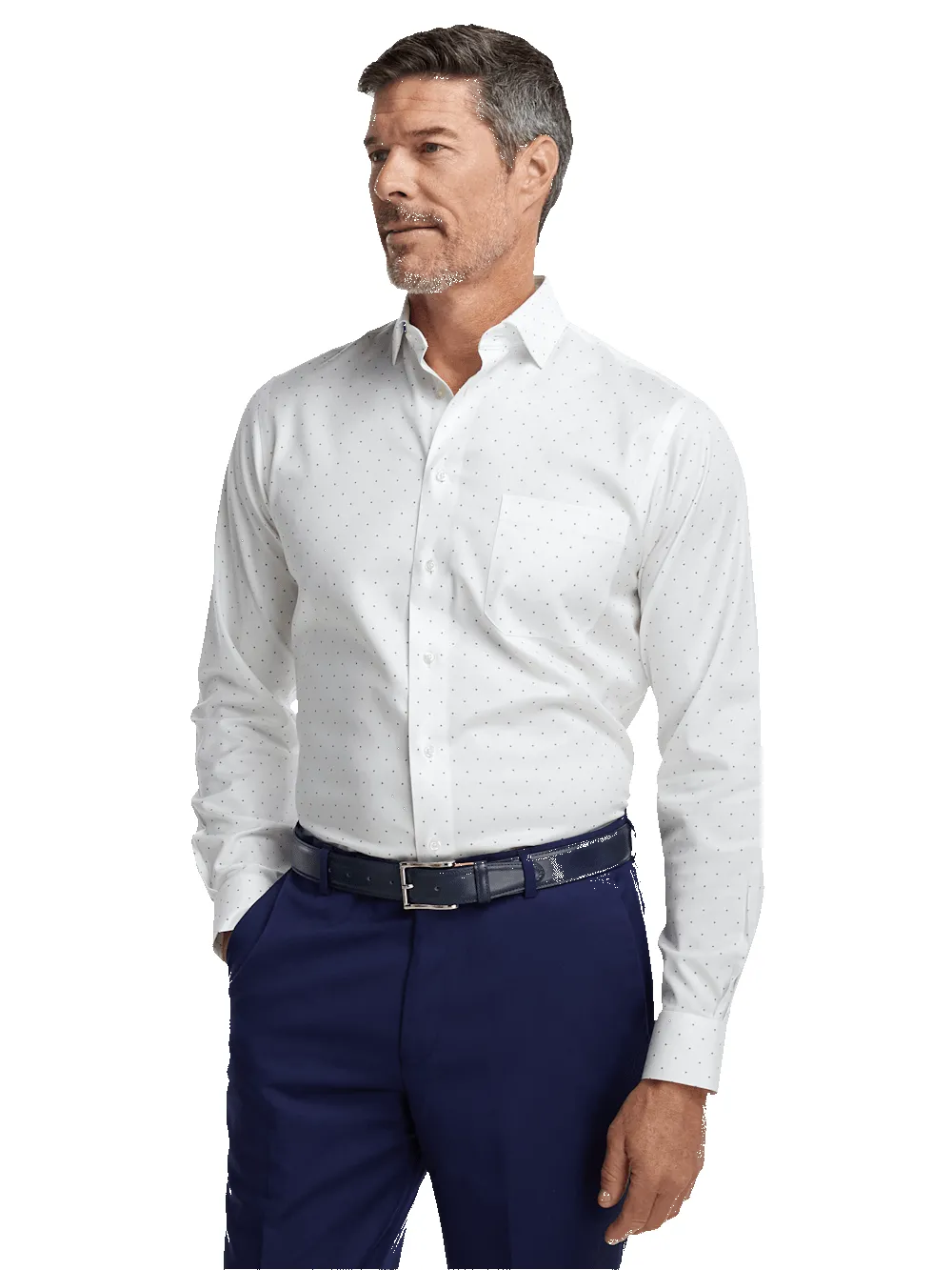 Comfort Stretch Non-Iron Geometric Dress Shirt - White/purple sold by Paul Fredrick product image thumbnail 2